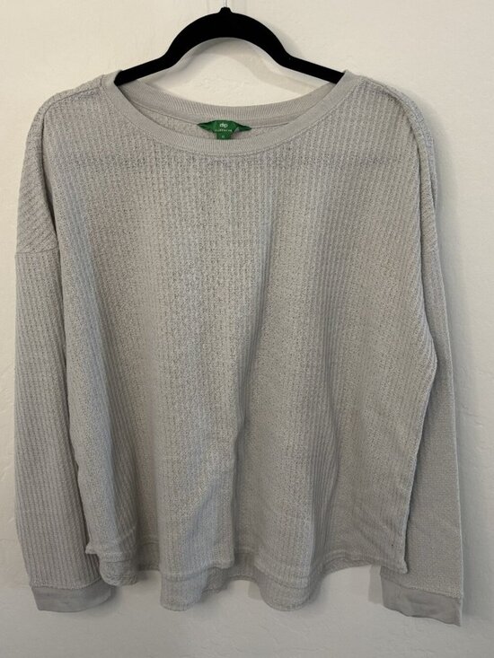 dip Other - Dip Sleepwear Gray Waffle Knit Long Sleeve Crewneck Lounge Top | Size XL